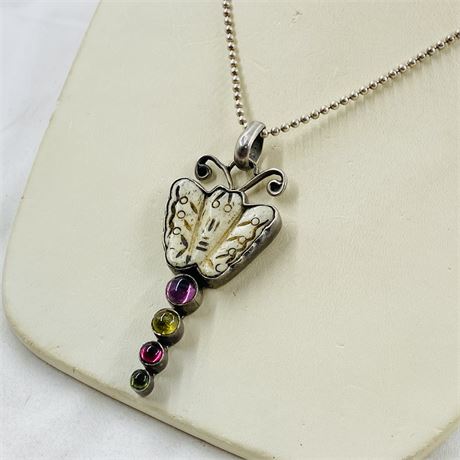 21g Vtg Sterling Butterfly Necklace