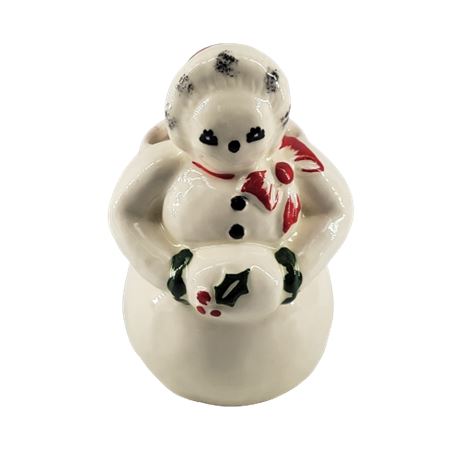 Japanese Ceramic Holiday Snowman Planter VTG
