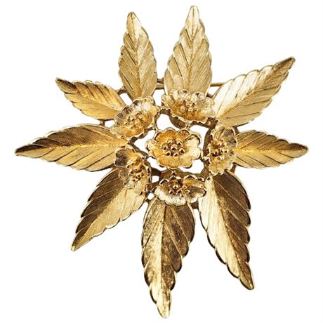 Signed Vintage Monet Tiered Flower Brooch