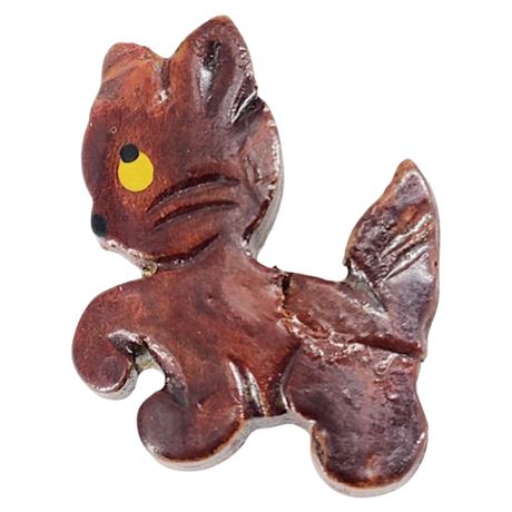 Vintage California Redwood Cat Brooch