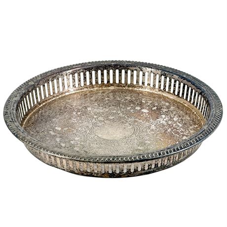 Vintage Eton Silver Plated Etched Serving Tray