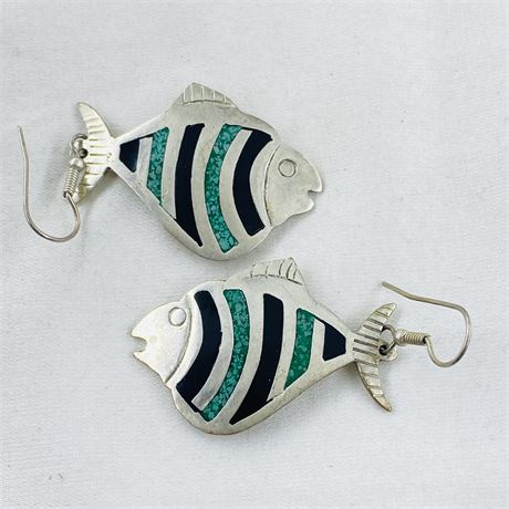 Vtg 9g Mexico Sterling Fish Earrings