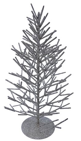 12” Sparkling Silver Glitter Encrusted Metal Winter Wonderland Tree