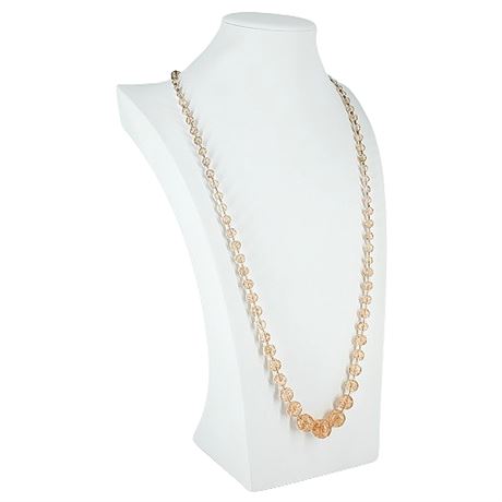 Vintage Graduated Blush Pink Crackle Glass Bead Necklace