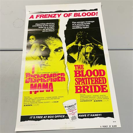 Original 1973 Frenzy Of Blood -I Dismembered Mama + Blood Spattered Bride Poster