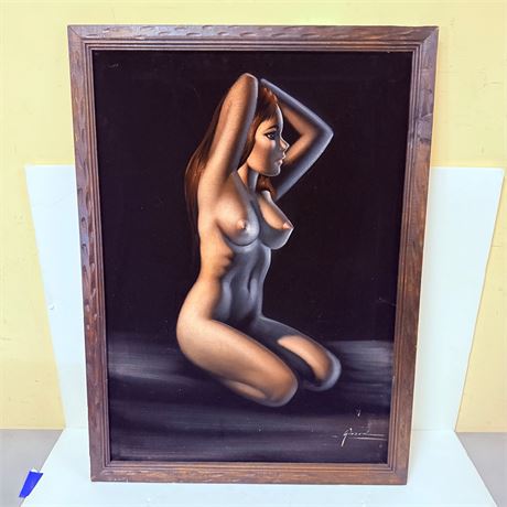Midcentury Velvet Nude Painting