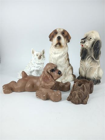 Lot of Collectible Dog Figurines - Spaniels, St. Bernard and German Bisque