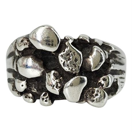 Vintage Sterling Silver Nugget Ring, Sz 8.75