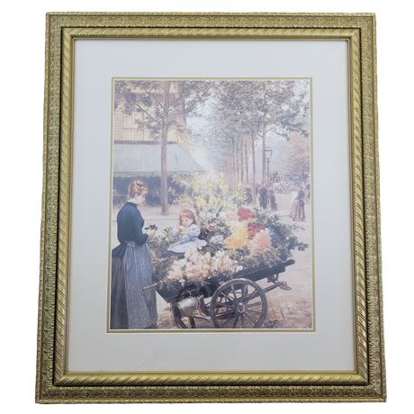 Victor Gilbert "Girl in the Flower Wheelbarrow" Framed Print