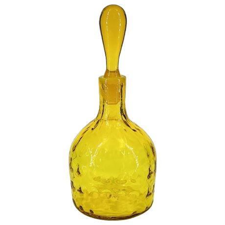 Vintage BLENKO UV Reactive #6912 Lemon Dimpled Decanter & Stopper