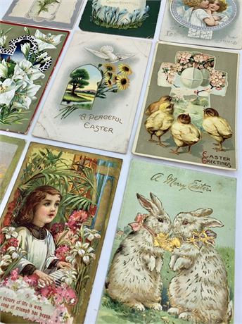 9 pc 1907-1911 Antique Easter Postcard Ephemera Correspondence Lot