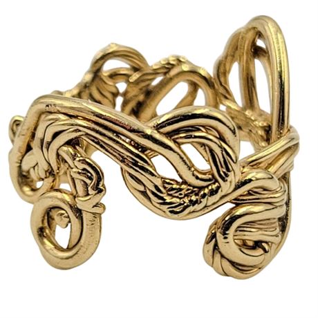 Gold Tone Squiggle Ring Size 5