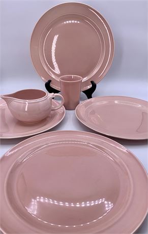 6 pc Sharon Pink Vintage LuRay Pastels Pottery Plates, Saucer & Cup