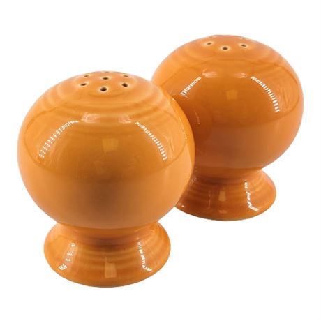 Discontinued Fiestaware 'Tangerine' Ball Salt & Pepper Shaker Set, New