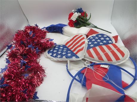 New Flag Bunting, Flowers, Garland, Windsocks & Bows