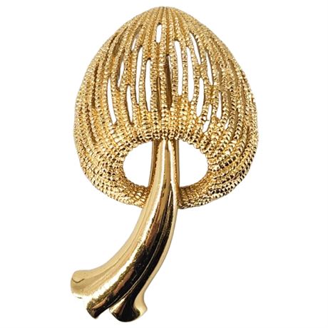 Vintage Monet Gold Tone Mushroom Brooch