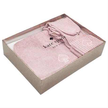 Kate Spade Pink Metallic Spade Winter Accessories Box Set