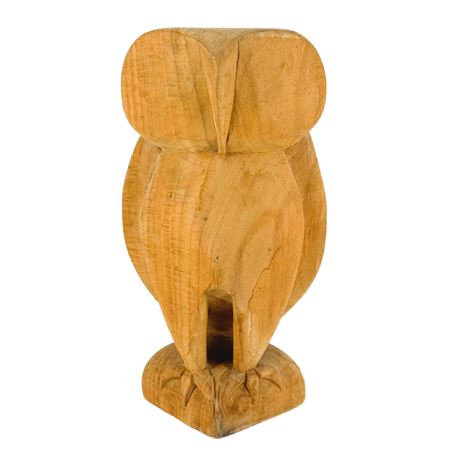 Vintage Modernist Carved Wood Owl