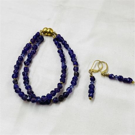 Amethyst Bracelet + Earring Set