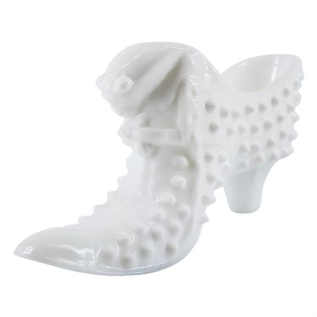 Vintage FENTON Hobnail Milk Glass Cat Shoe