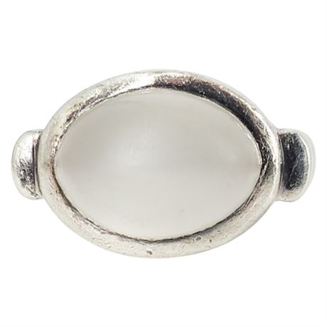 Signed Janice Girardi Sterling Silver White Cat's Eye Ring, Sz 7.25