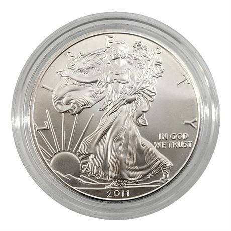 2011-W American Eagle Burnished Die 1oz Uncirculated Silver Bullion Coin w/ COA