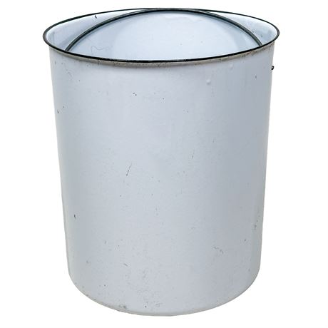 Enamel-On-Steel Vintage Trash Can with Handle