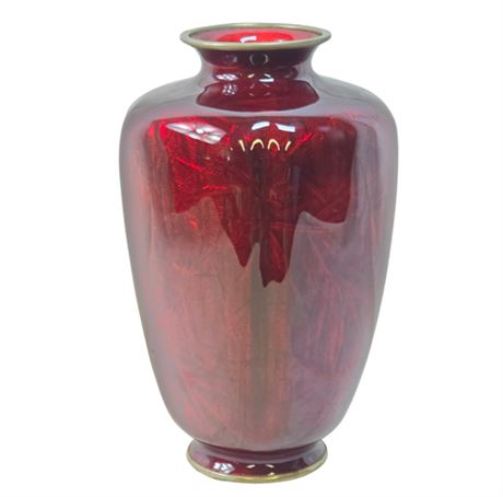 Japanese Metal Enameled Pidgeon's Blood Vase