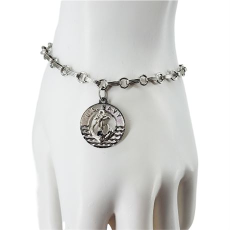 Vintage Sterling Silver US NAVY Sweetheart Charm Bracelet
