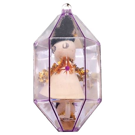 Vintage Jewel Brite Snowman Plastic Gem Diorama Ornament