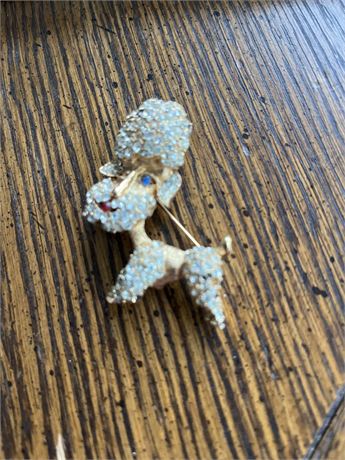 Signed 1950’s French poodle Mcm brooch