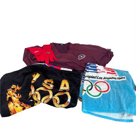Two (2) Vintage LA Olympics Towels and More