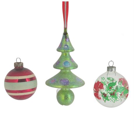 Lot of 3 Glass Ornaments