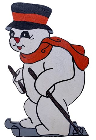 Vintage Handmade 20” Wooden Holiday Snowman Decoration