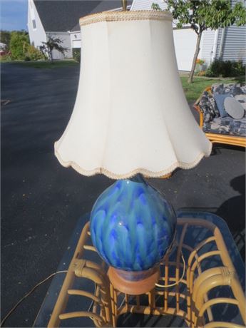 Large Turquoise Drip Glaze Lamp
