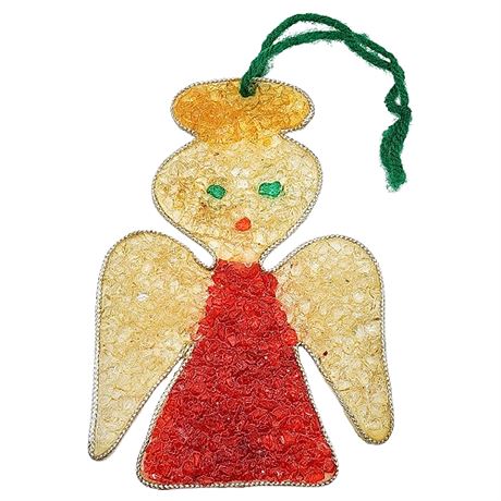 Vintage Melted Plastic Christmas Angel Suncatcher
