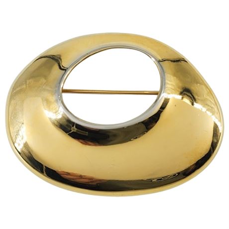 Vintage LIZ CLAIBORNE Gold Tone Amoeba Brooch