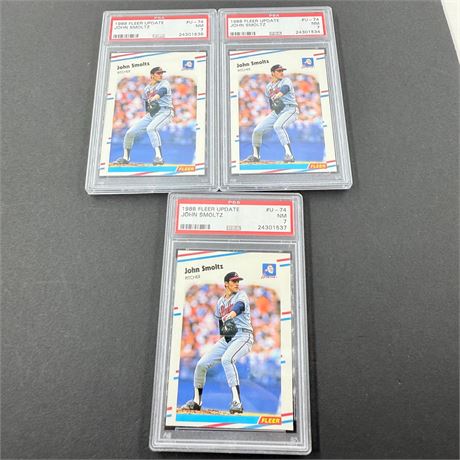 3x PSA 7 - 1988 Fleer Update John Smoltz