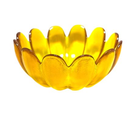 MCM 12 Petal Amber Lotus Glass Bowl