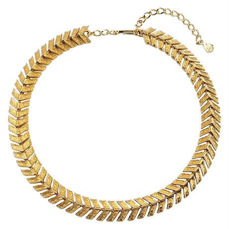 Vtg BIAGI Gold Tone Articulated Chevron Link Necklace