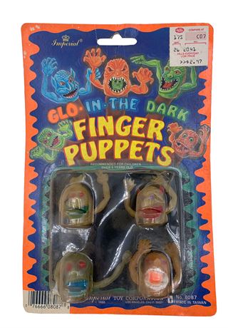 NOS Vintage Glo in the Dark Monster Finger Puppet Toys