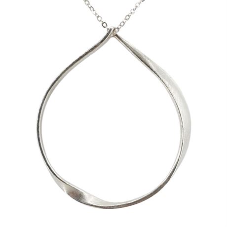 WHITE HOUSE BLACK MARKET Silver Tone Twisted Circle Pendant Necklace