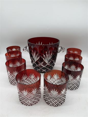 Triumph Ruby Highball Glasses & Ice Bucket by Imperial Est.