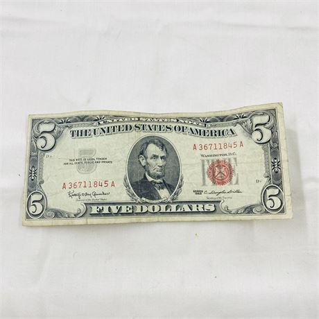 1963 Red Seal $5 Bill