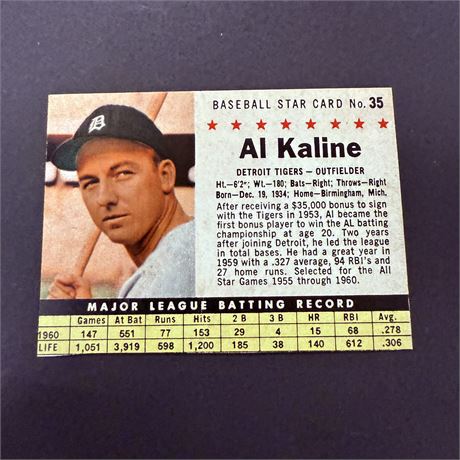 1961 Post Al Kaline