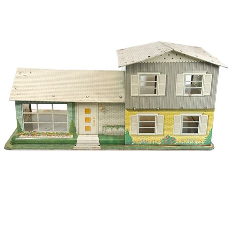 Mid-Century Marx Tin Lito Split Level Dollhouse