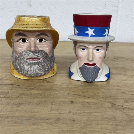 Two (2) Toby Style Jugs - Hand Painted