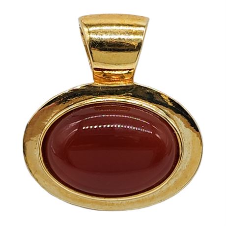 Vintage ROMAN Gold Tone Genuine Carnelian Pendant