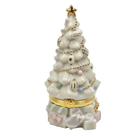 Lenox Gold Club, Porcelain Christmas Tree Treasure Box