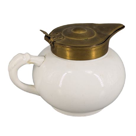 Knowles, Taylor , and Knowles Antique porcelain Syrup Pitcher White